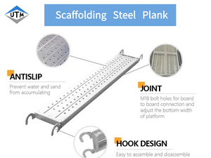 Planche en acier galvanisée par Q235 en métal d'échafaudage de Ringlock de plate-forme de passerelles avec des crochets 