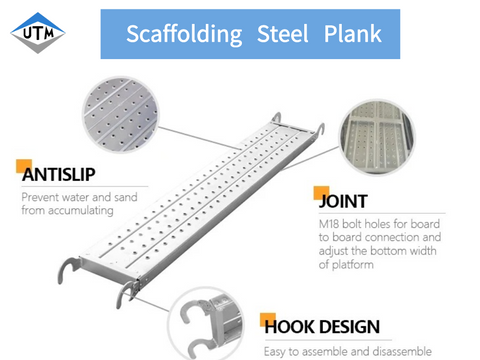 Planche en acier galvanisée par Q235 en métal d'échafaudage de Ringlock de plate-forme de passerelles avec des crochets 