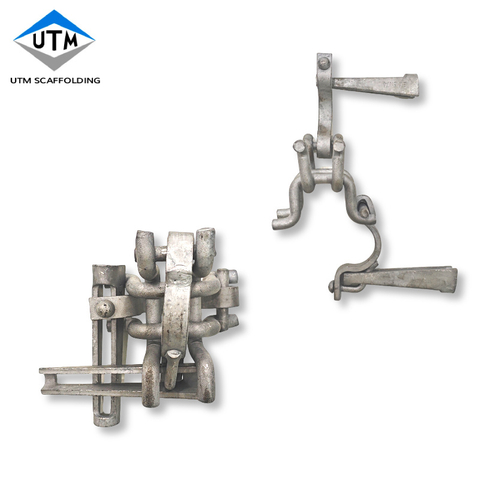 Coupleur double en forme de coin pour échafaudage, type Van Theil, double pince à angle droit